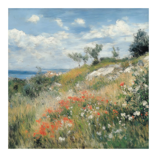 Wild Coastal Meadow – Hand Painted Landscape Oil Painting 100x100cm
