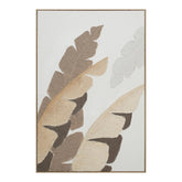 Calm Leaves textured botanical wall art in cream, beige and taupe, 82×122cm