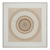 Earth Circle Mandala neutral mixed-media artwork with rope, white beads and woven centre, 132×132cm