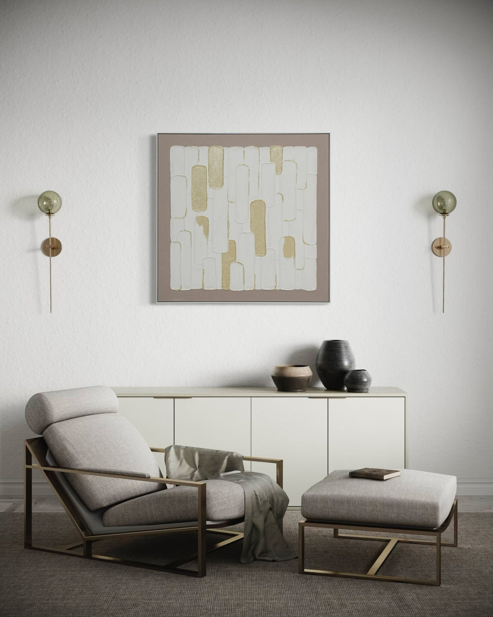 Golden Blocks Harmony 102×102cm - | Bella Home Art