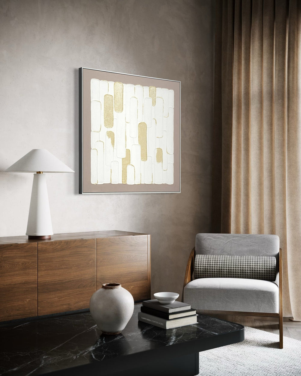 Golden Blocks Harmony 102×102cm - | Bella Home Art