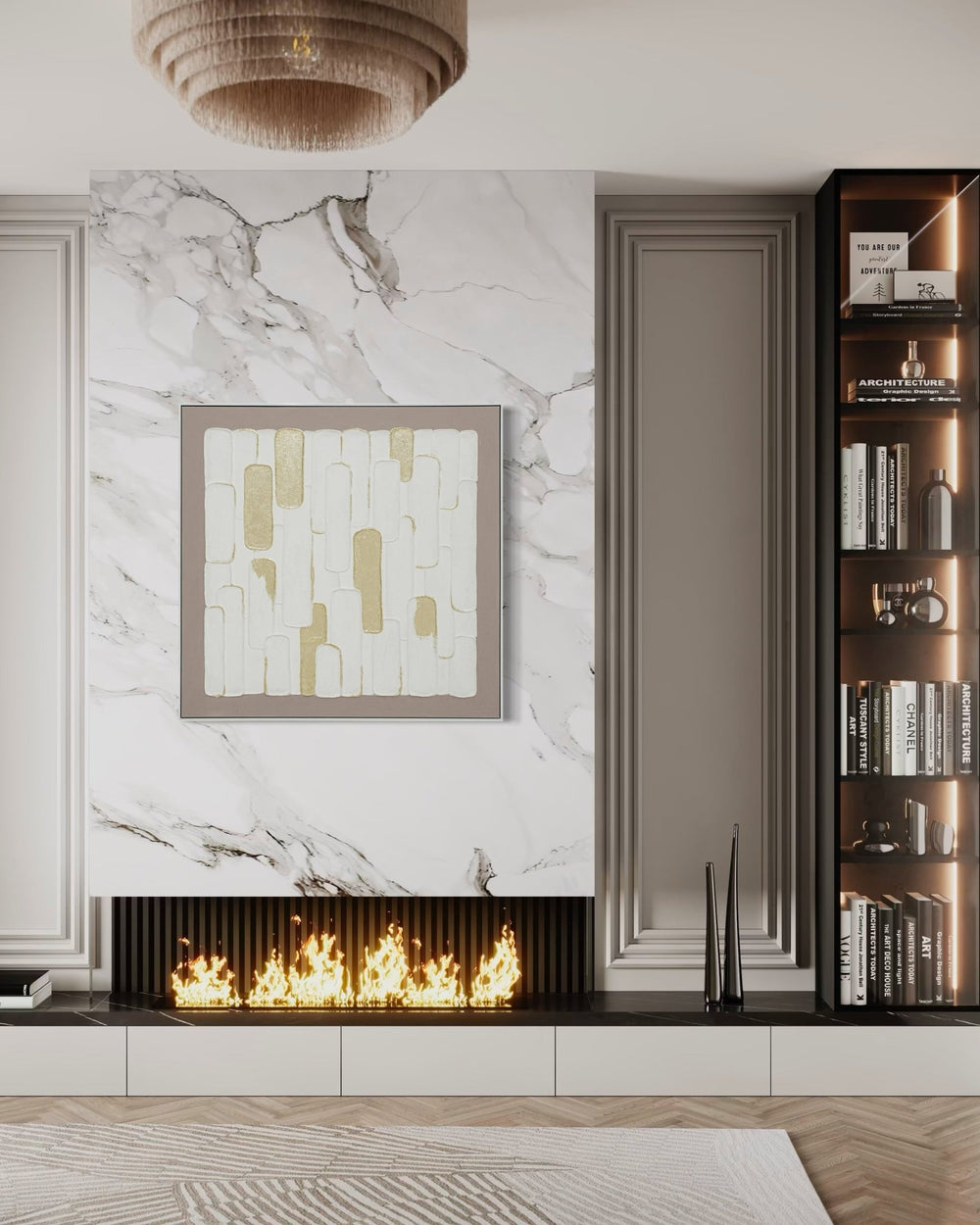 Golden Blocks Harmony 102×102cm - | Bella Home Art