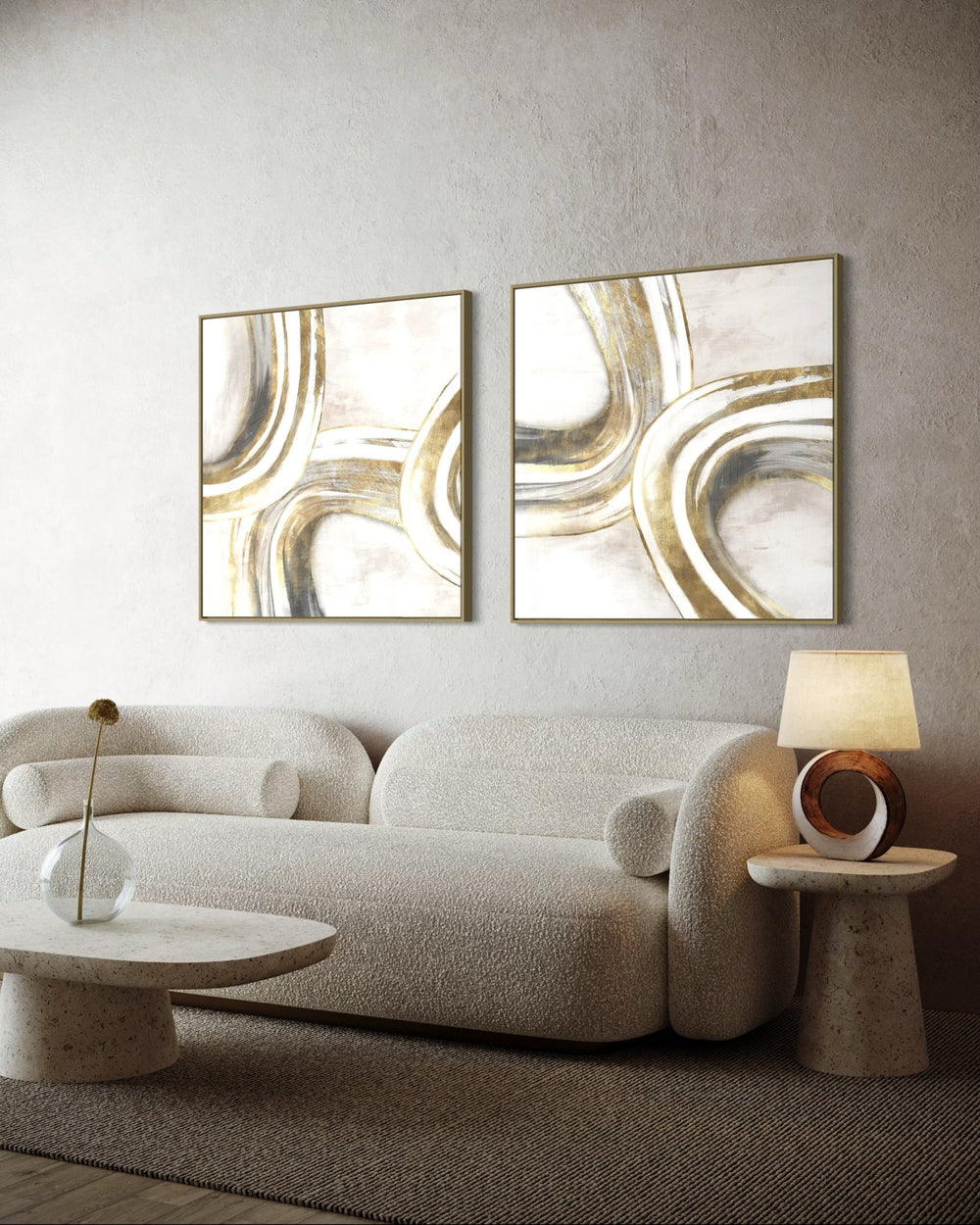 Golden Curves - 02 70×70cm - | Bella Home Art