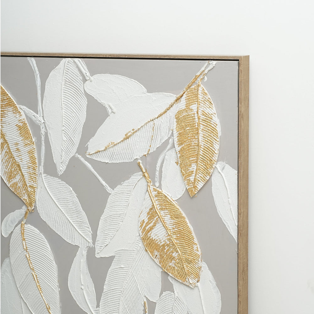 Golden Drift Leaves 102×102cm - | Bella Home Art