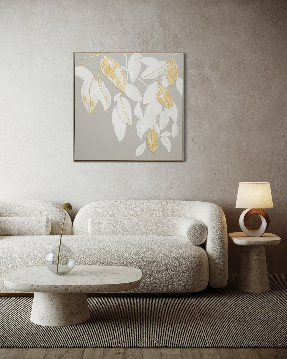 Golden Drift Leaves 102×102cm - | Bella Home Art