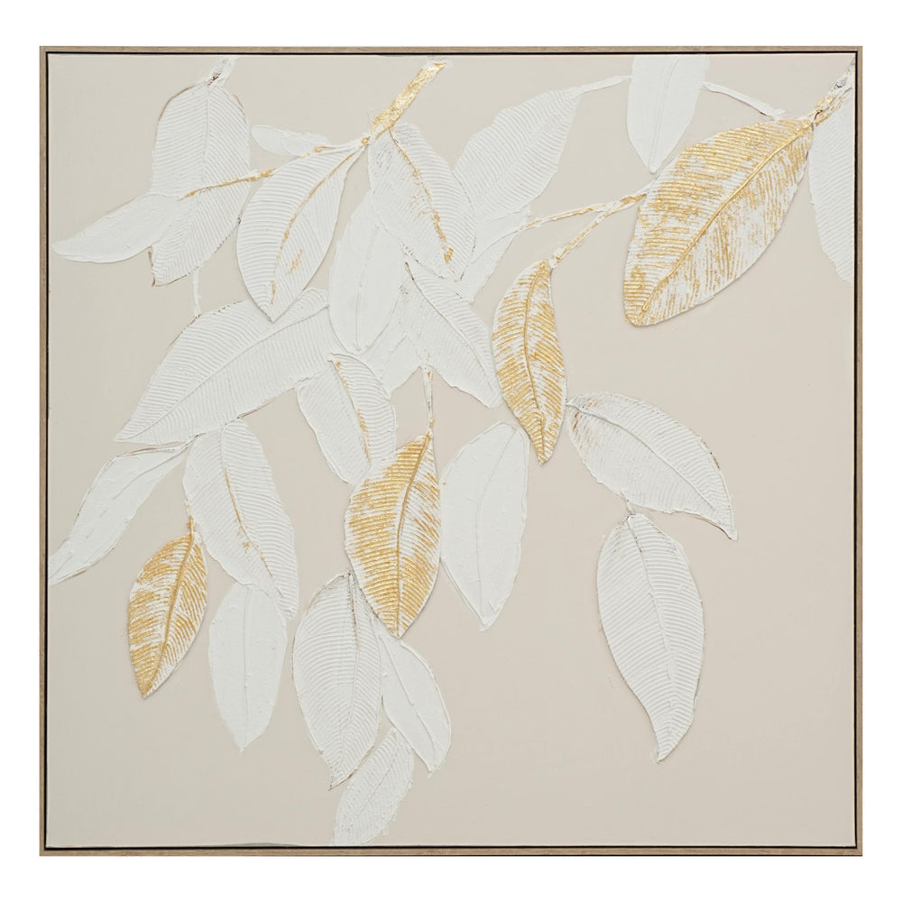 Golden Leaf Whisper 102×102cm - | Bella Home Art