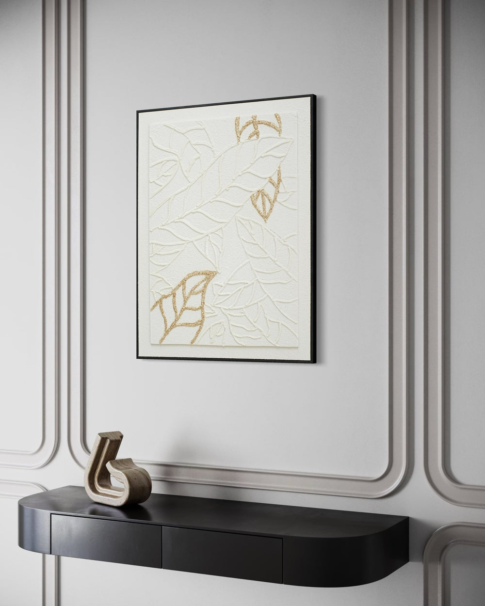 Golden Outline Leaves - 01 72×92cm - | Bella Home Art