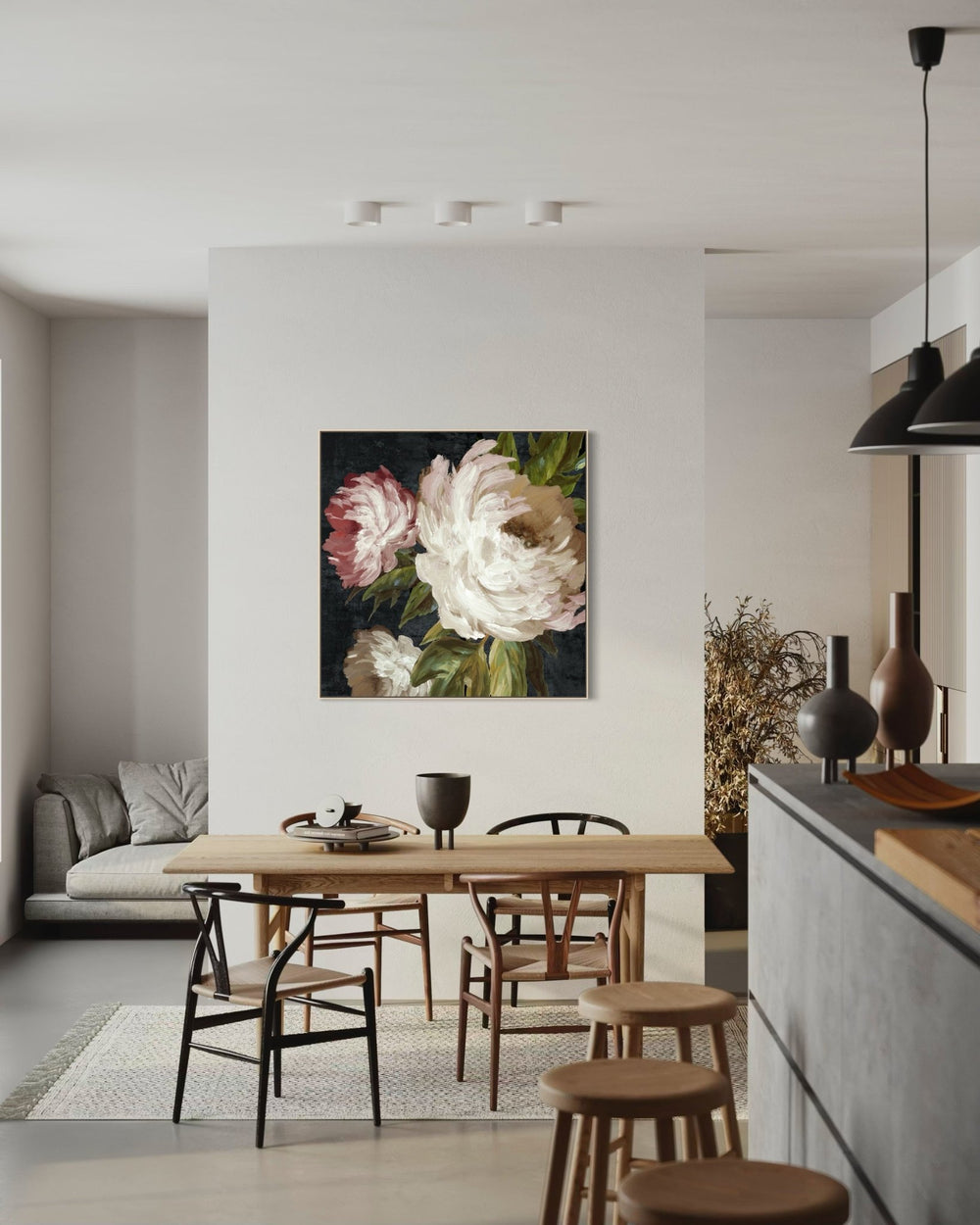 Ivory Bloom Garden 100×100cm - Hand - Painted Oil Painting | Bella Home Art