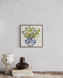 Lemon Blossom in Blue Vase 40×40cm - Hand - Painted Oil Painting | Bella Home Art