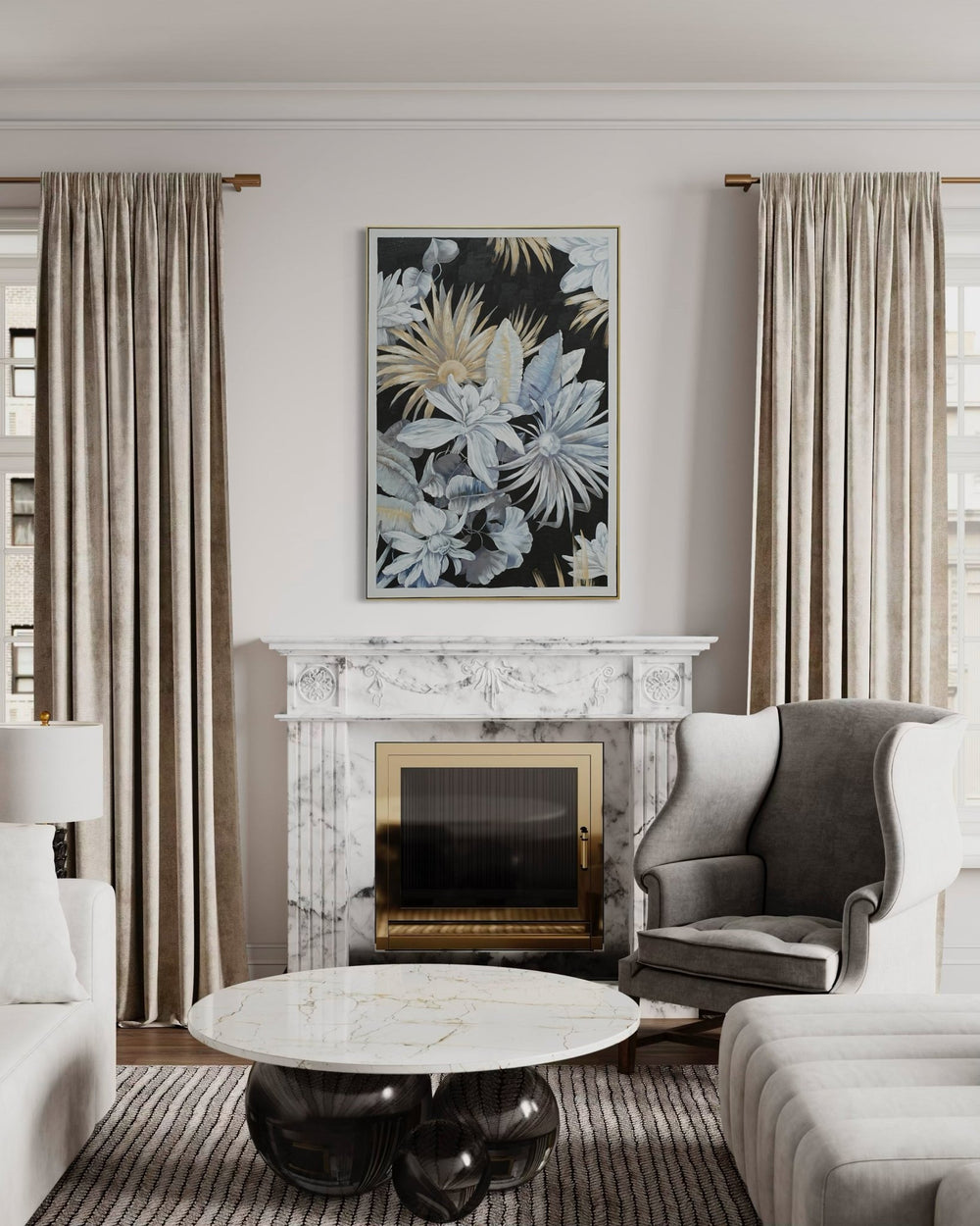 Midnight Bloom Garden - 02 82×122cm - | Bella Home Art