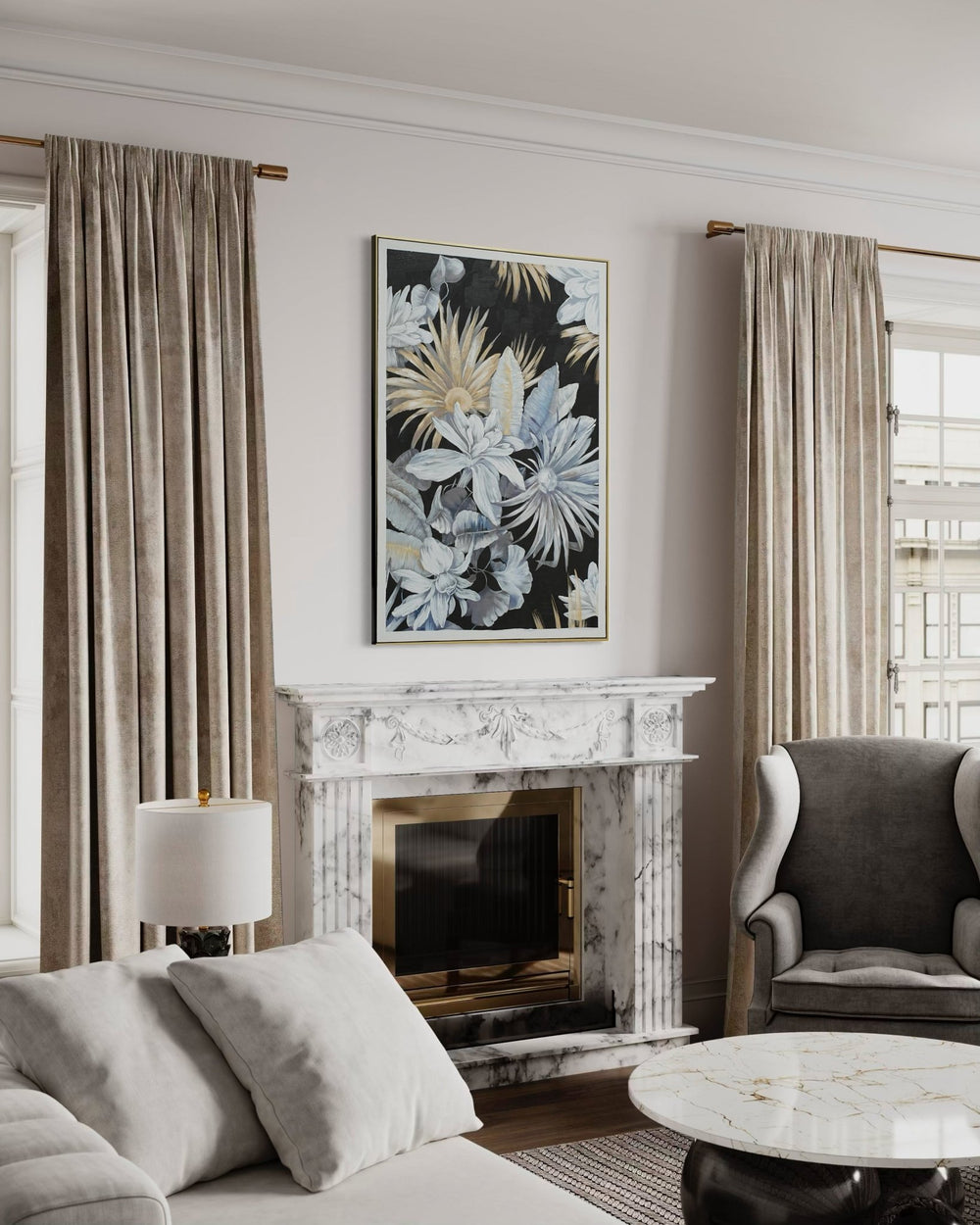 Midnight Bloom Garden - 02 82×122cm - | Bella Home Art