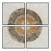 Radiant Horizon 4-Panel 140×140cm – hand-painted wall art