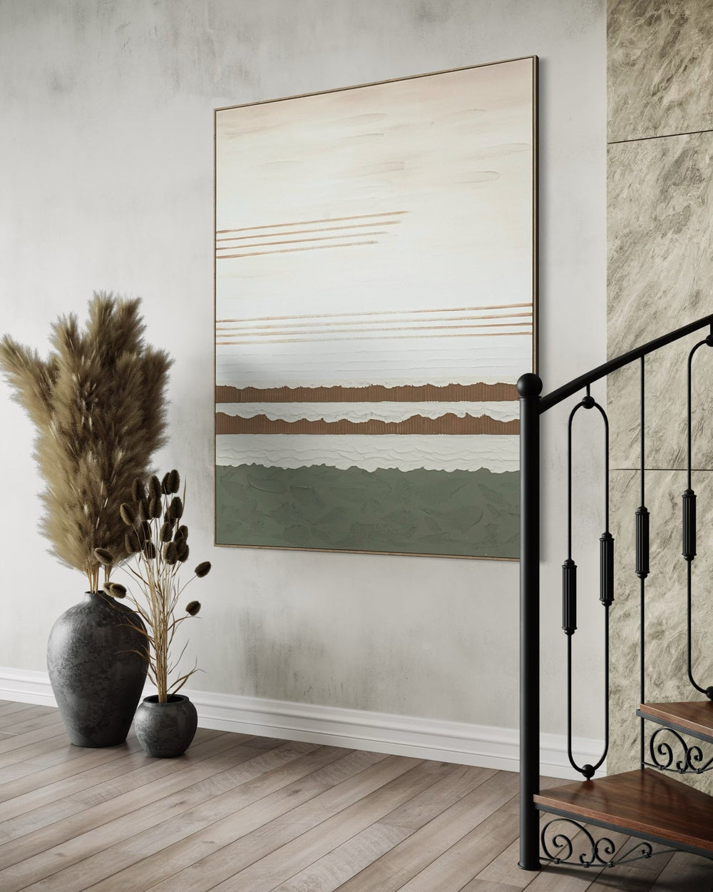 Serene Layered Horizon 164×124cm - Hand - Painted Oil Painting | Bella Home Art