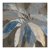 Textured Leaves in Blue Hues-02 60×60cm – hand-painted wall art