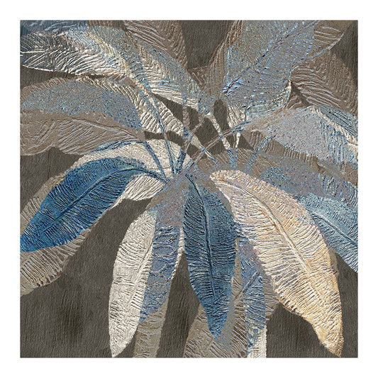 Textured Leaves in Blue Hues - 02 60×60cm - | Bella Home Art