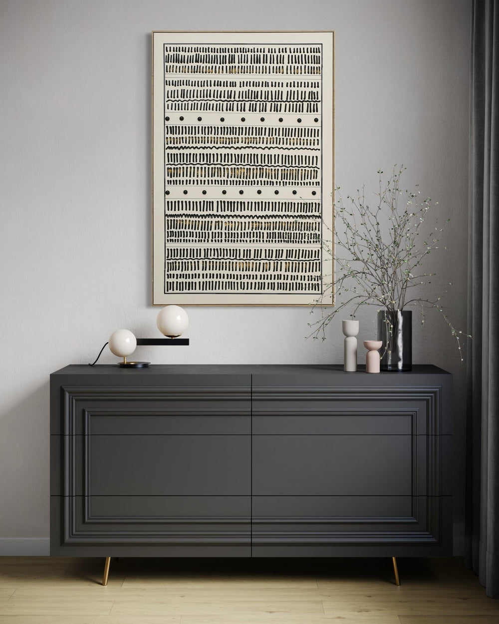 Tribal Rhythm Lines 82×122cm - Textured Wall Art | Bella Home Art