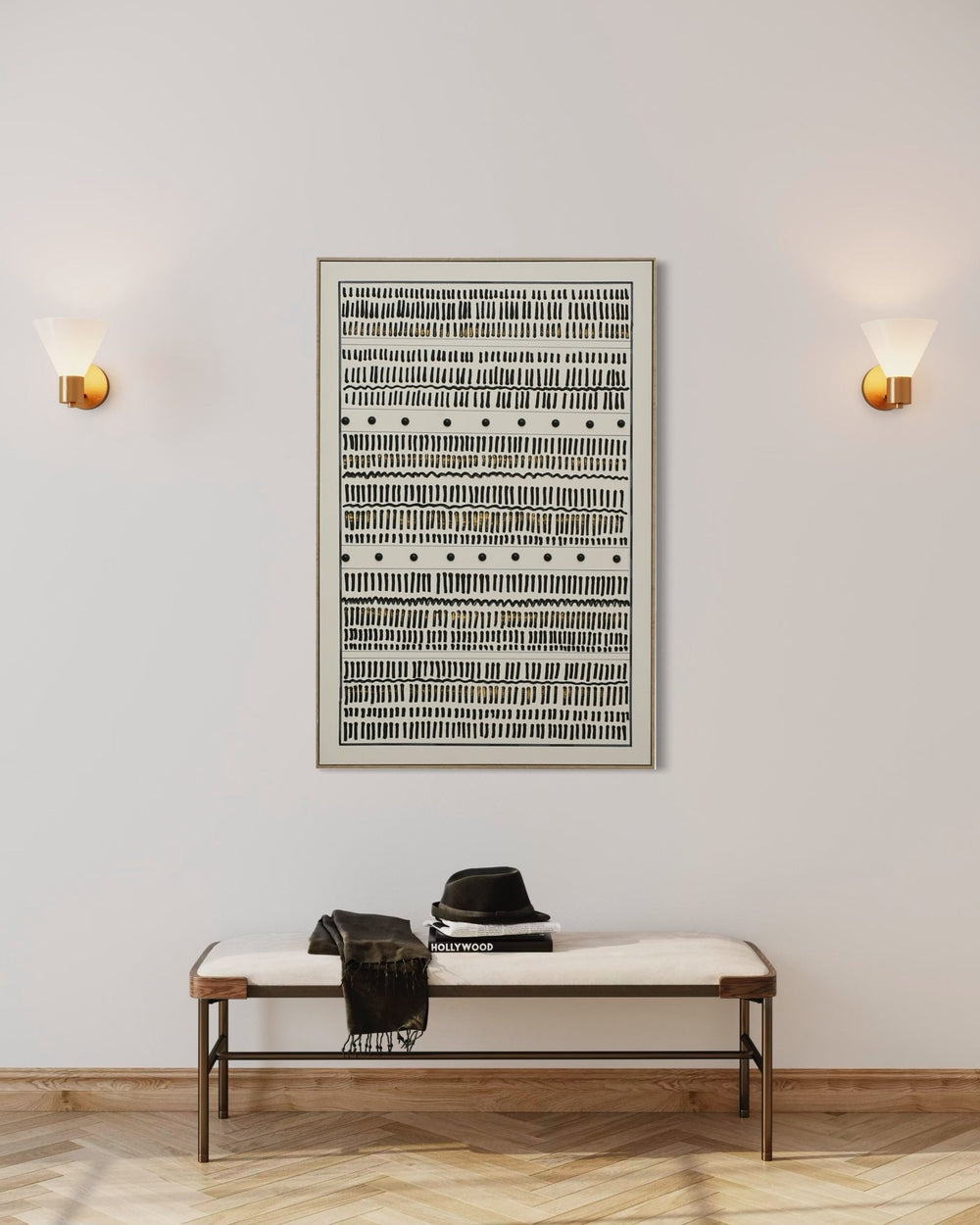Tribal Rhythm Lines 82×122cm - Textured Wall Art | Bella Home Art