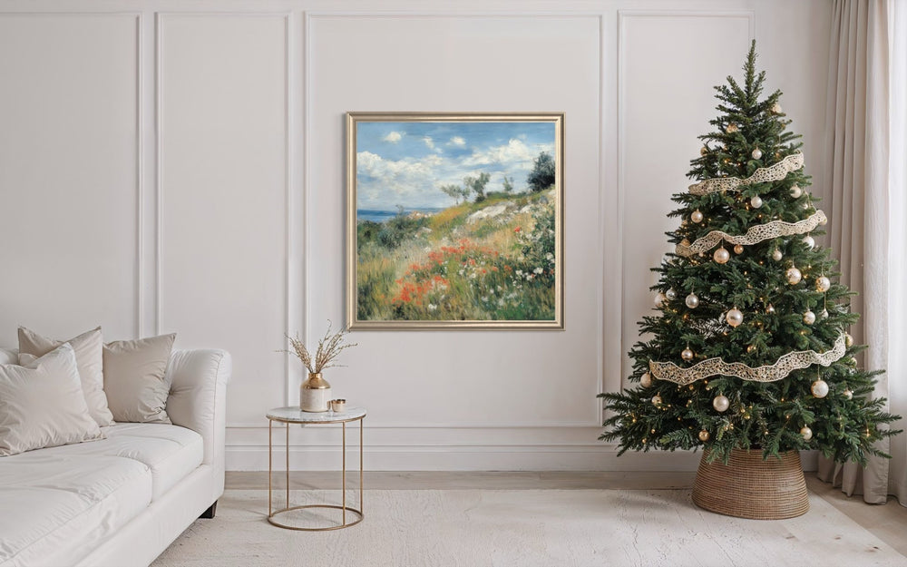 Wild Coastal Meadow 100×100cm - Hand - Painted Oil Painting | Bella Home Art