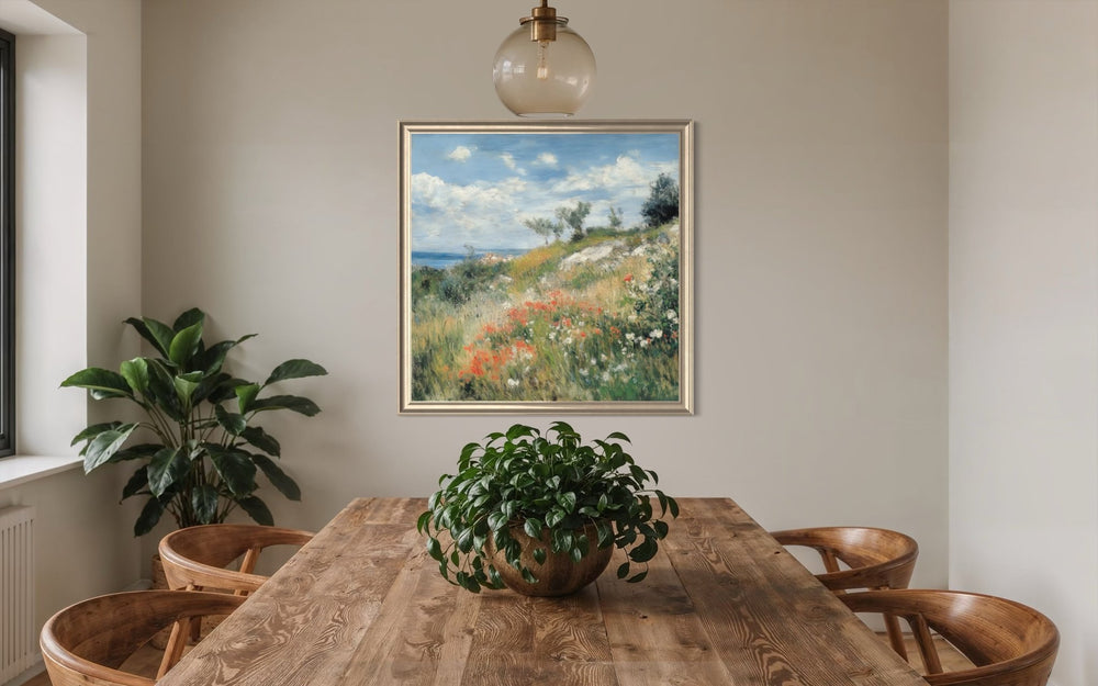 Wild Coastal Meadow 100×100cm - Hand - Painted Oil Painting | Bella Home Art