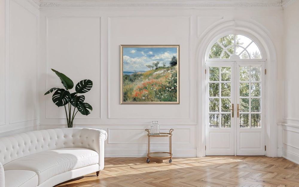 Wild Coastal Meadow 100×100cm - Hand - Painted Oil Painting | Bella Home Art