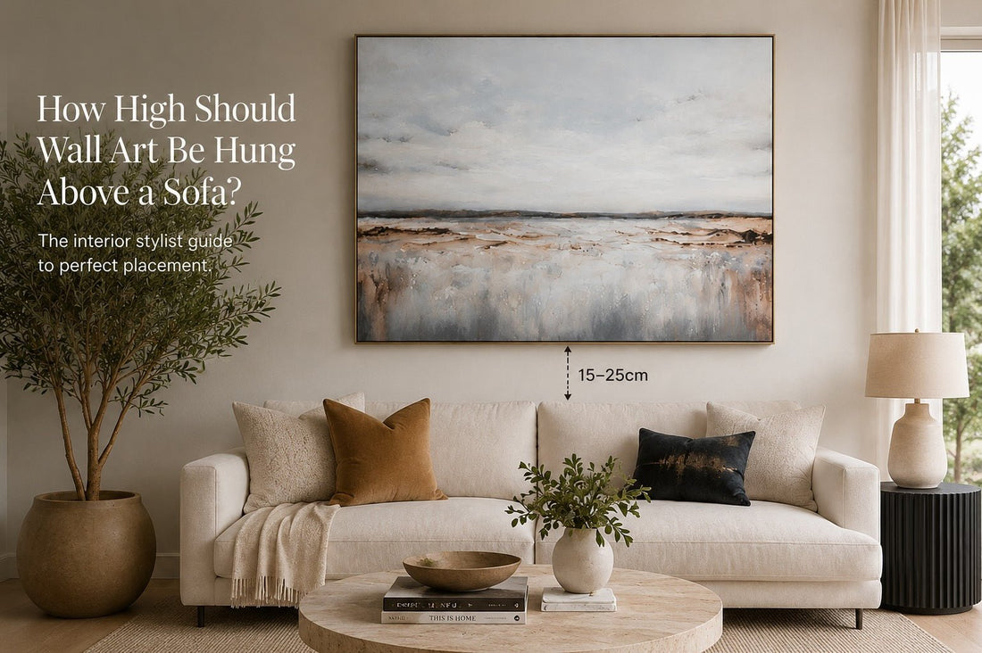 How High to Hang Wall Art Above a Sofa - Bella Home Art