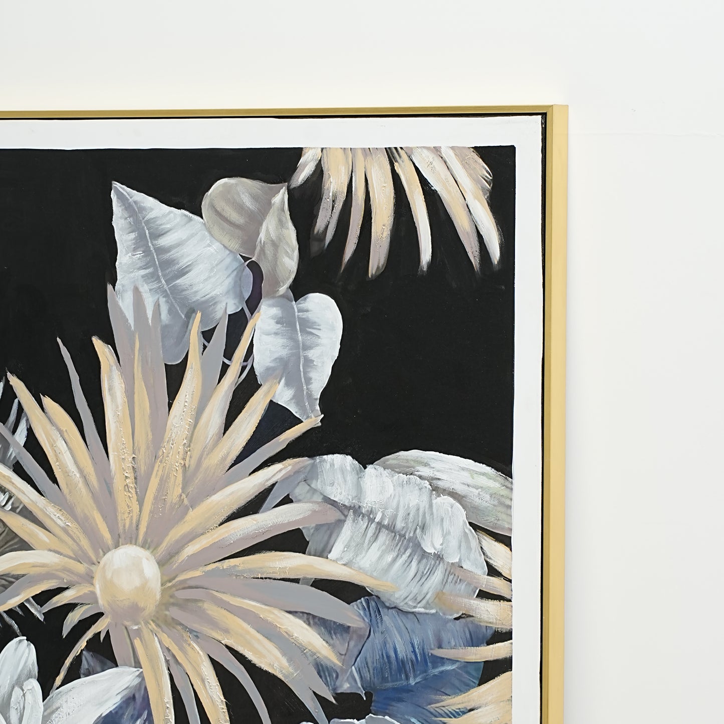 Midnight Bloom Garden 01 - Hand Painted Botanical Wall Art 82x122cm