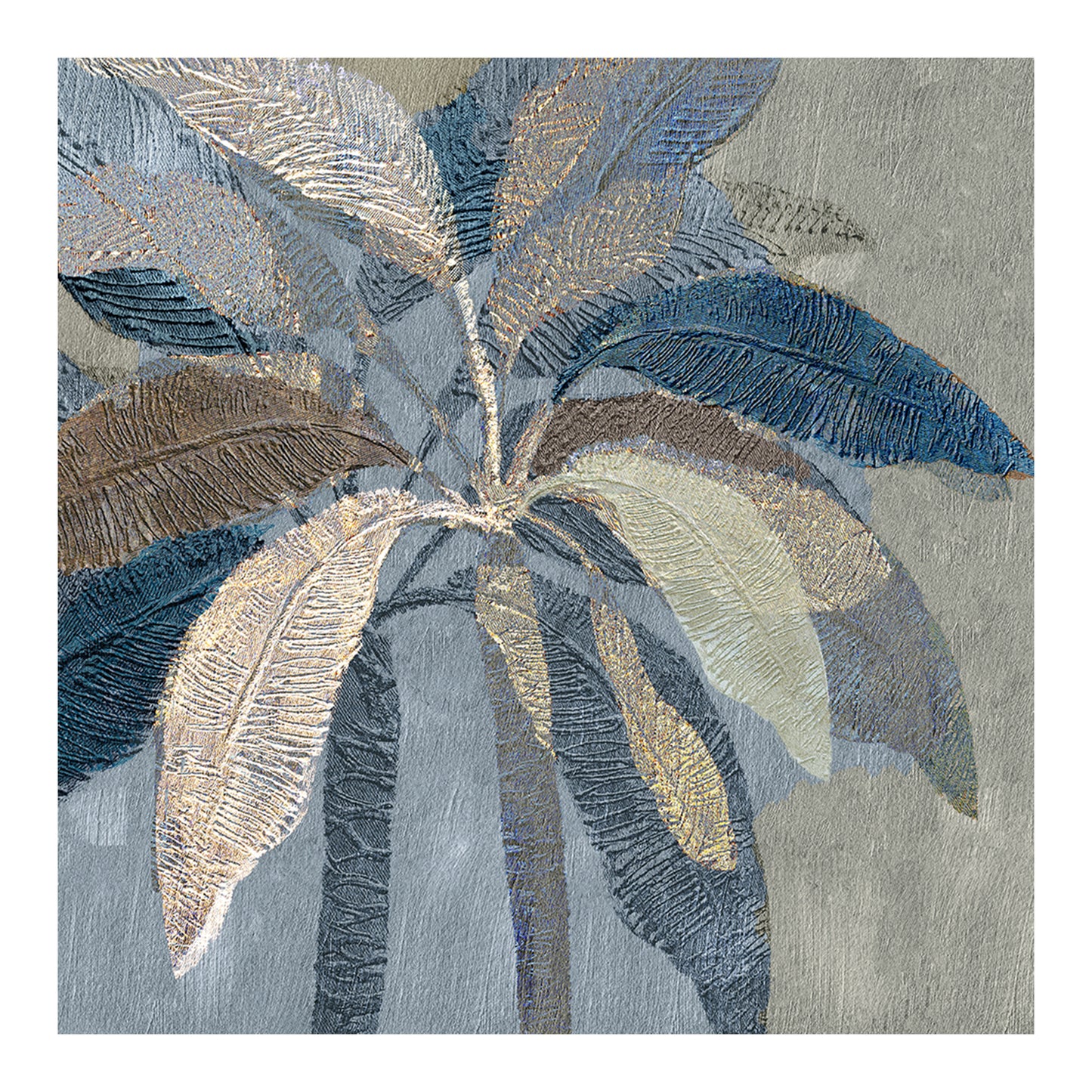 Textured Leaves in Blue Hues 01