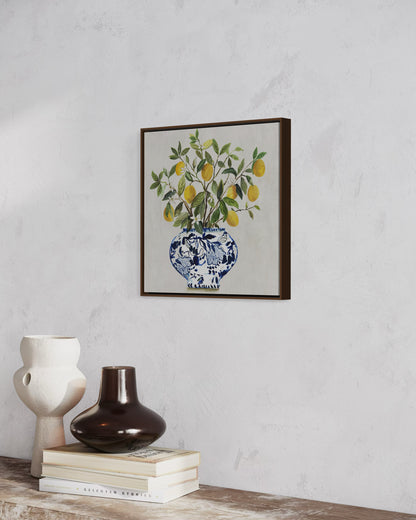 Lemon Blossom in Blue Vase