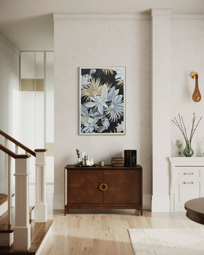 Midnight Bloom Garden 02 - Hand Painted Botanical Wall Art 82x122cm