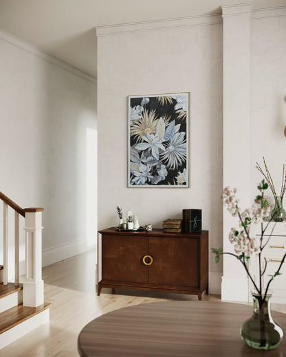 Midnight Bloom Garden 02 - Hand Painted Botanical Wall Art 82x122cm