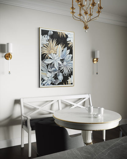 Midnight Bloom Garden 02 - Hand Painted Botanical Wall Art 82x122cm