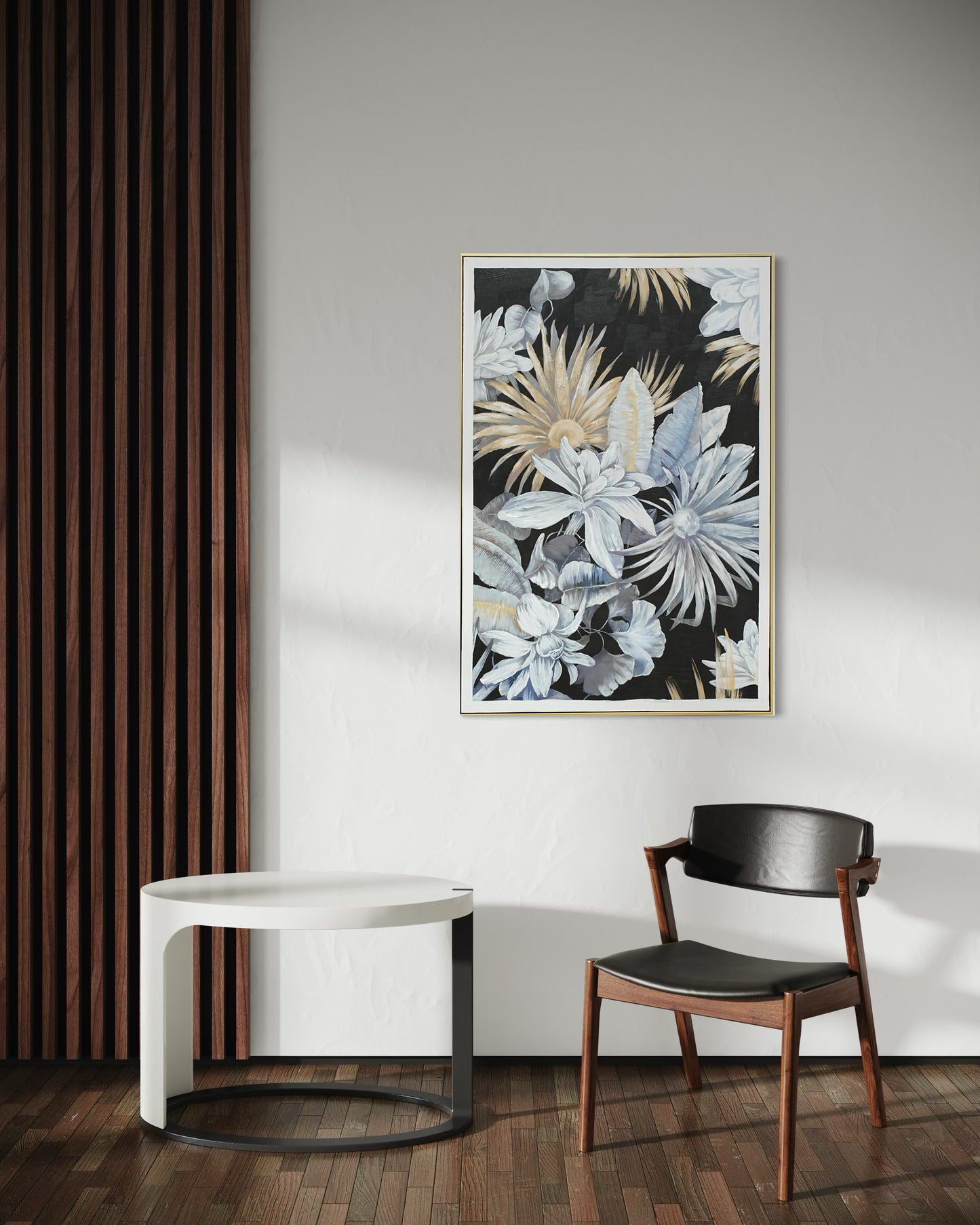 Midnight Bloom Garden 02 - Hand Painted Botanical Wall Art 82x122cm