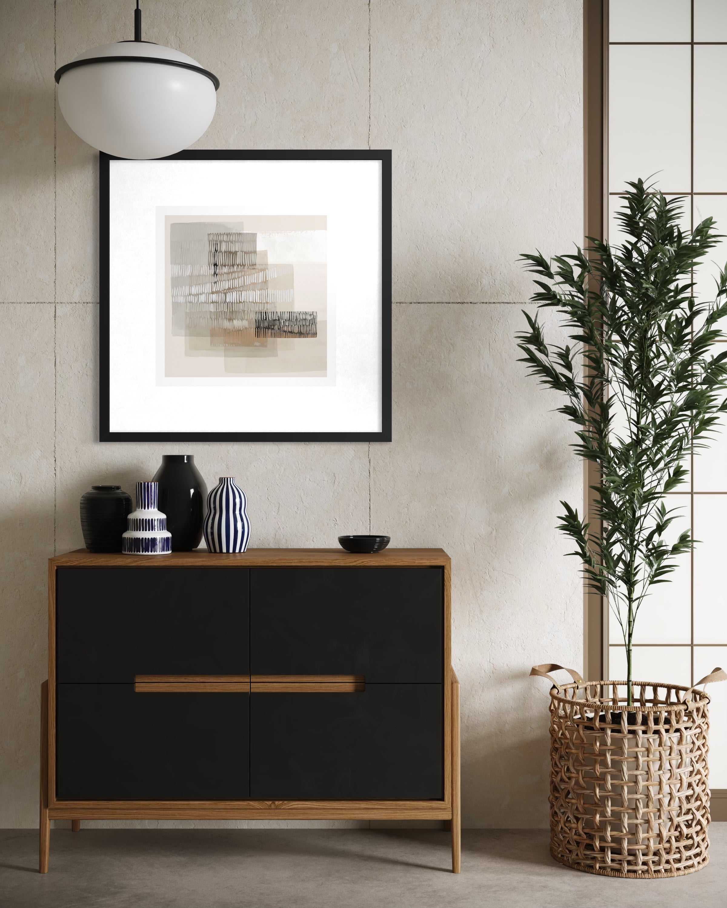 Layered Horizon – Abstract Decorative Art Print 75x75cm