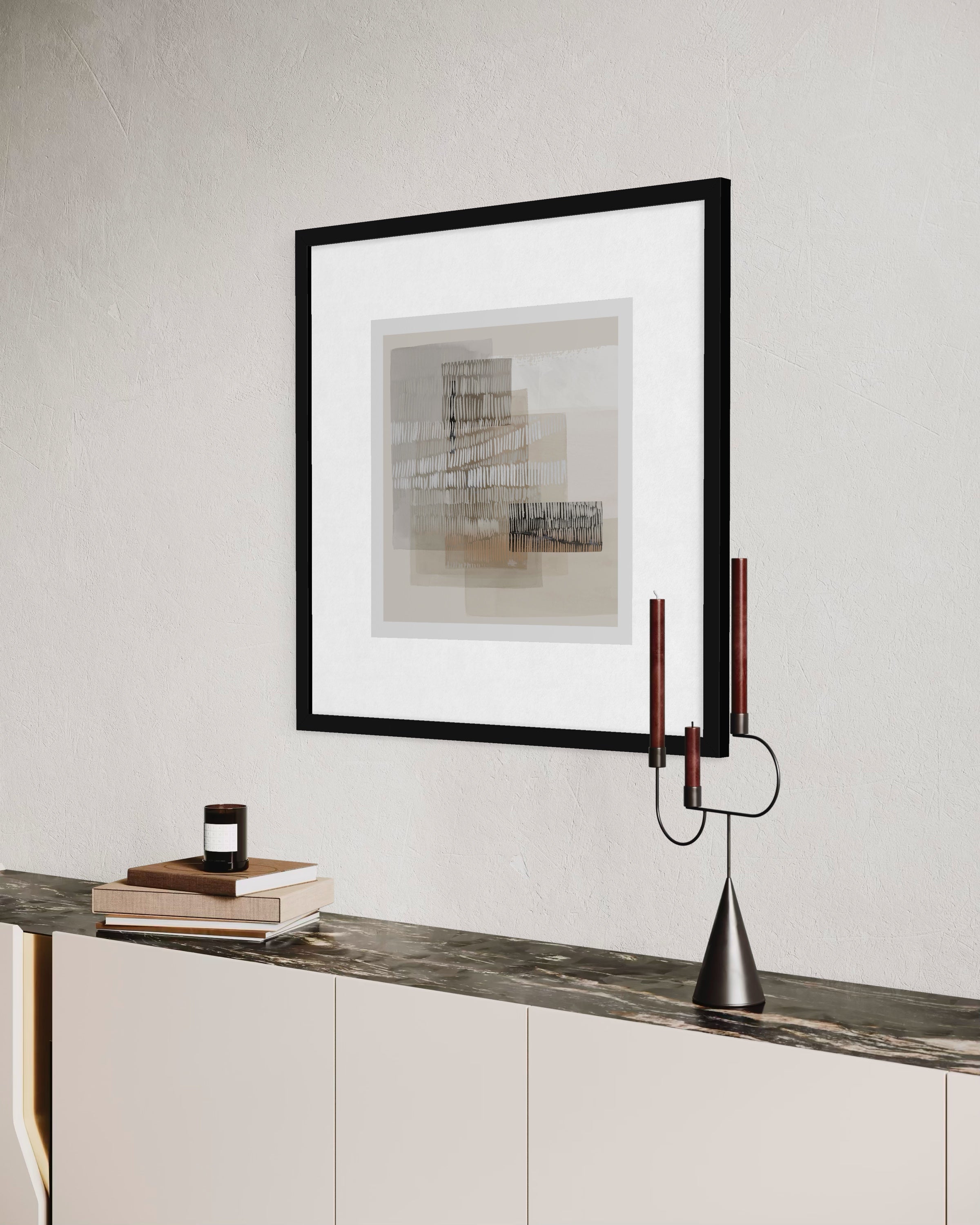 Layered Horizon – Abstract Decorative Art Print 75x75cm