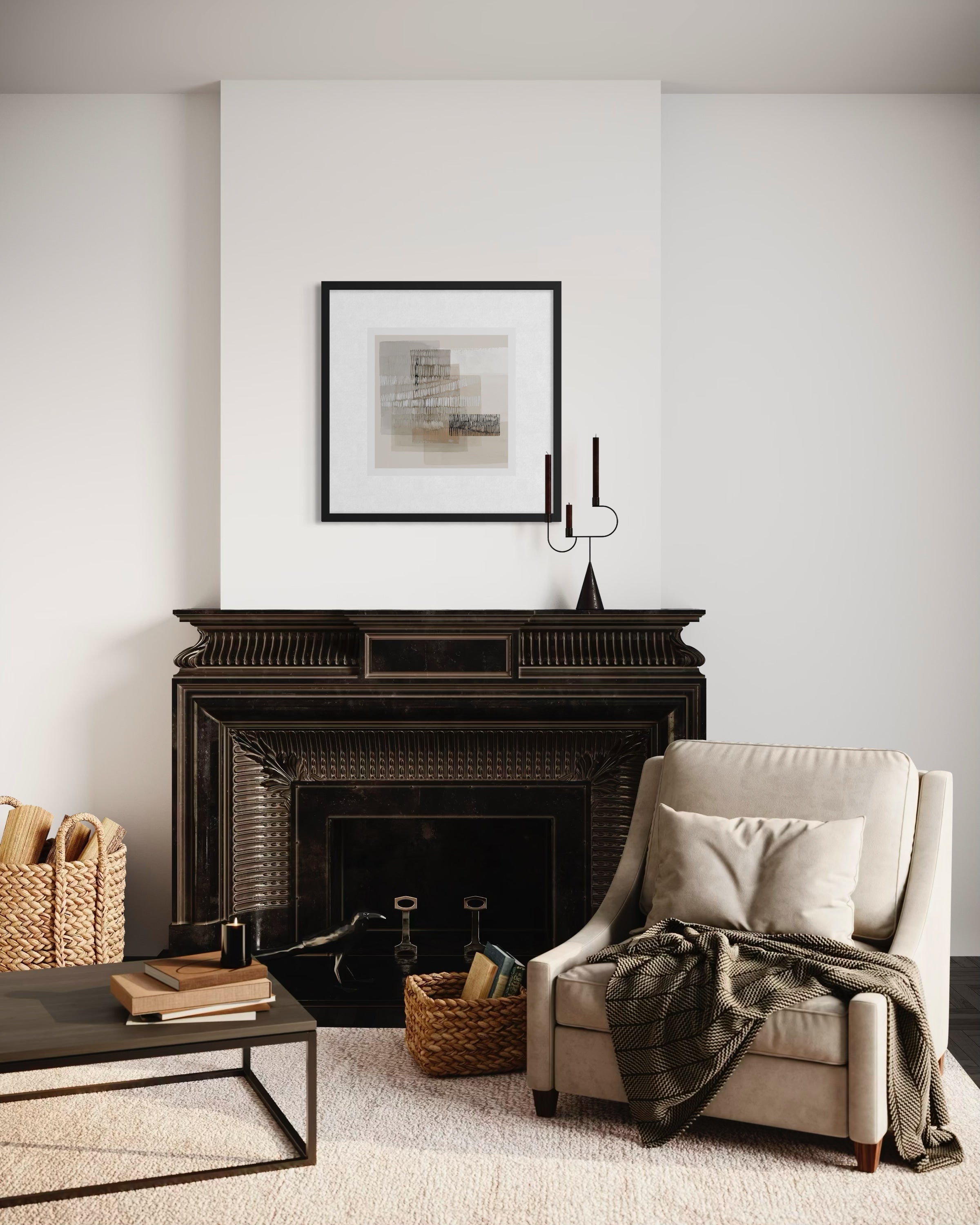 Layered Horizon – Abstract Decorative Art Print 75x75cm