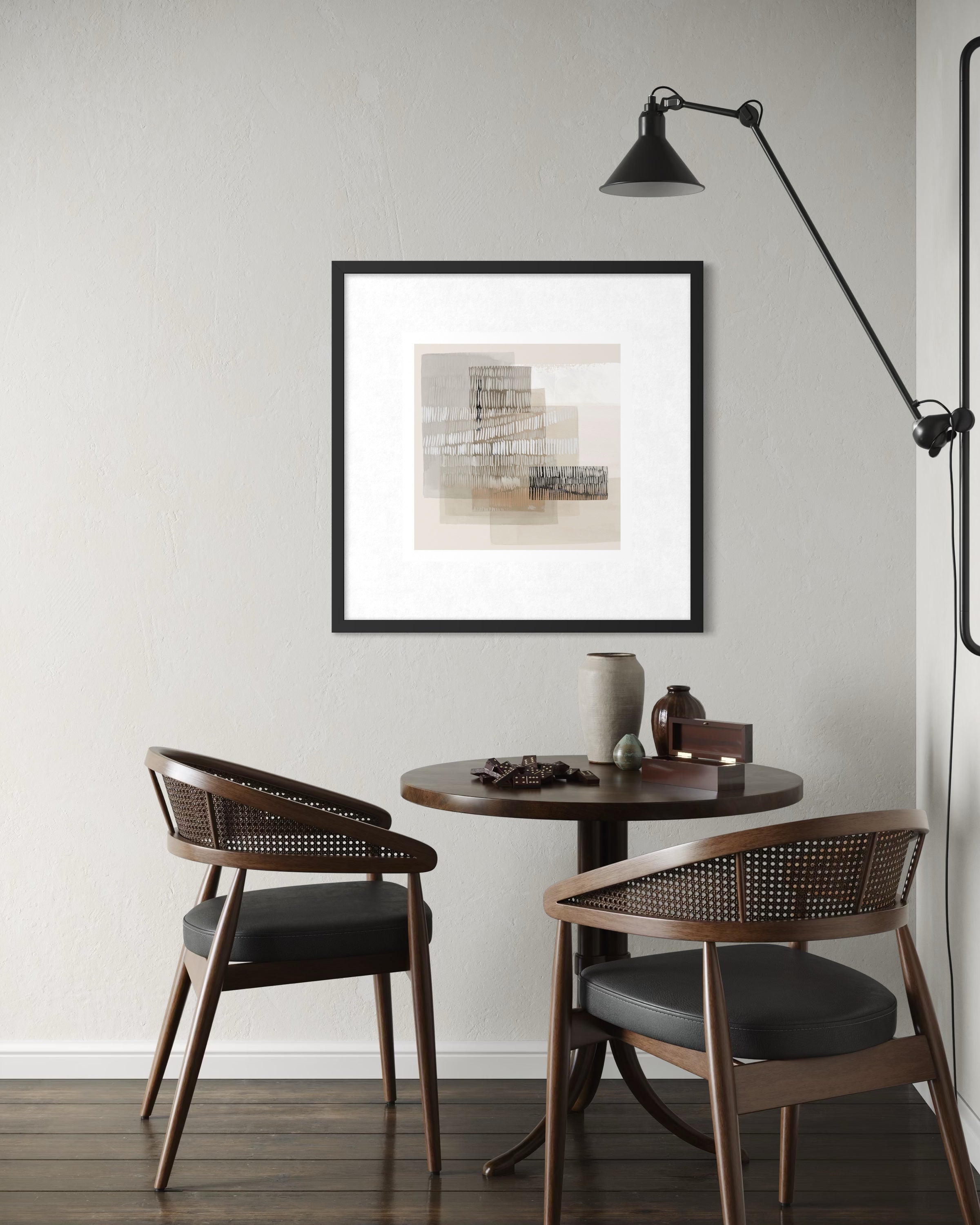 Layered Horizon – Abstract Decorative Art Print 75x75cm