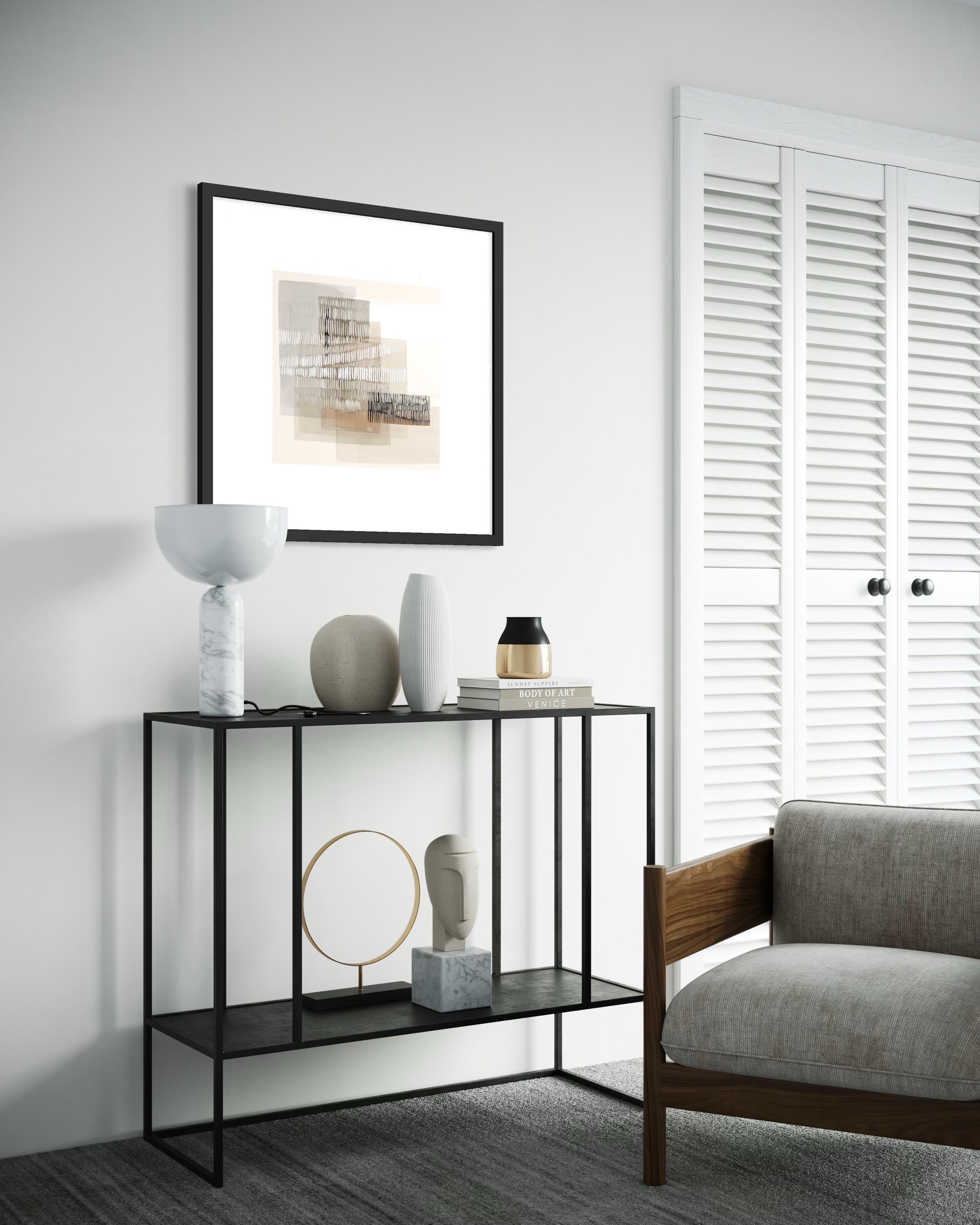 Layered Horizon – Abstract Decorative Art Print 75x75cm