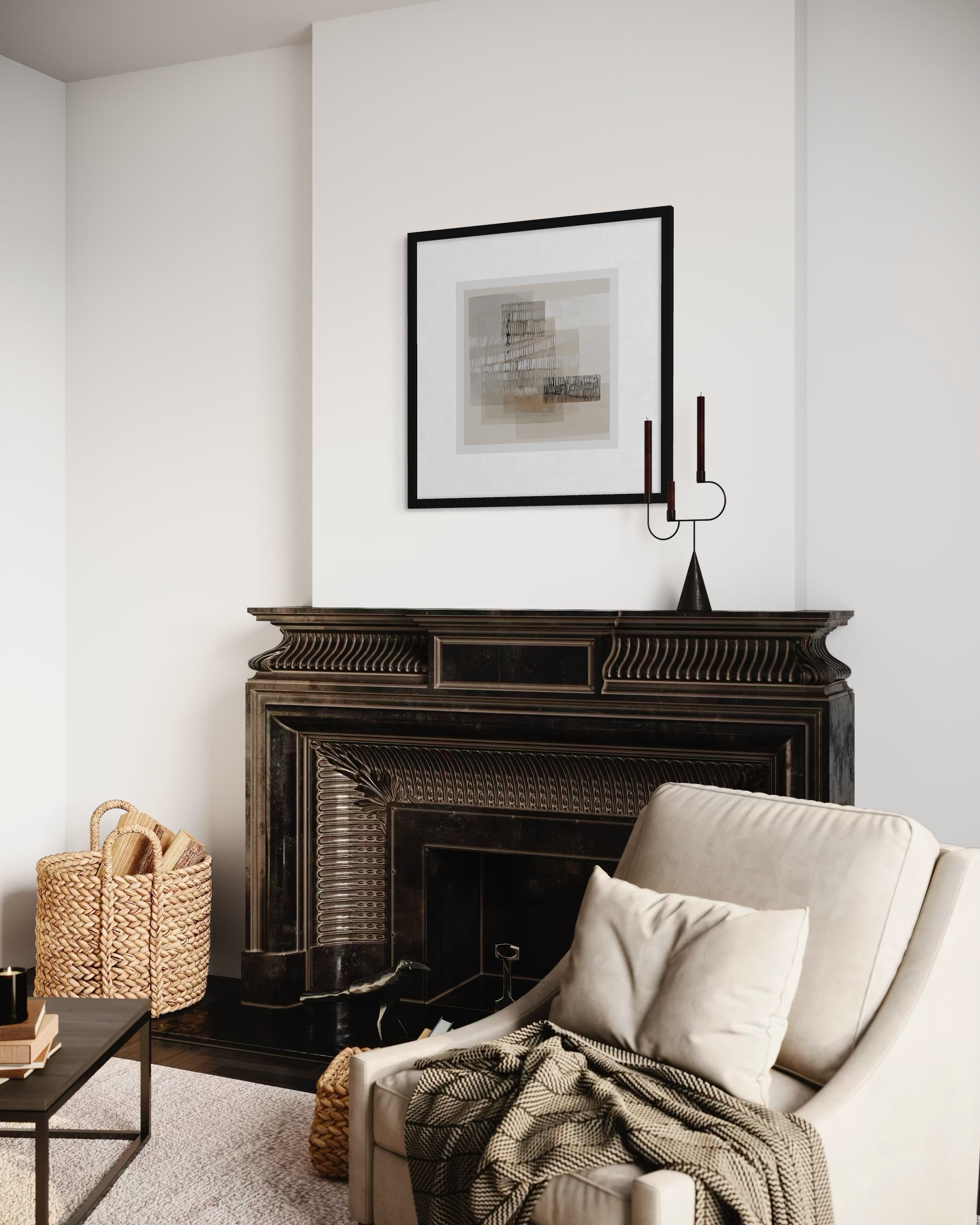 Layered Horizon – Abstract Decorative Art Print 75x75cm