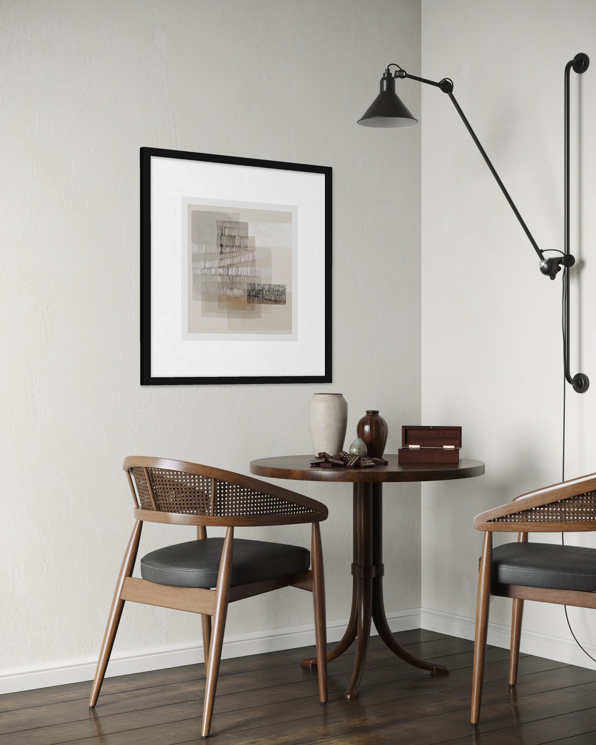 Layered Horizon – Abstract Decorative Art Print 75x75cm