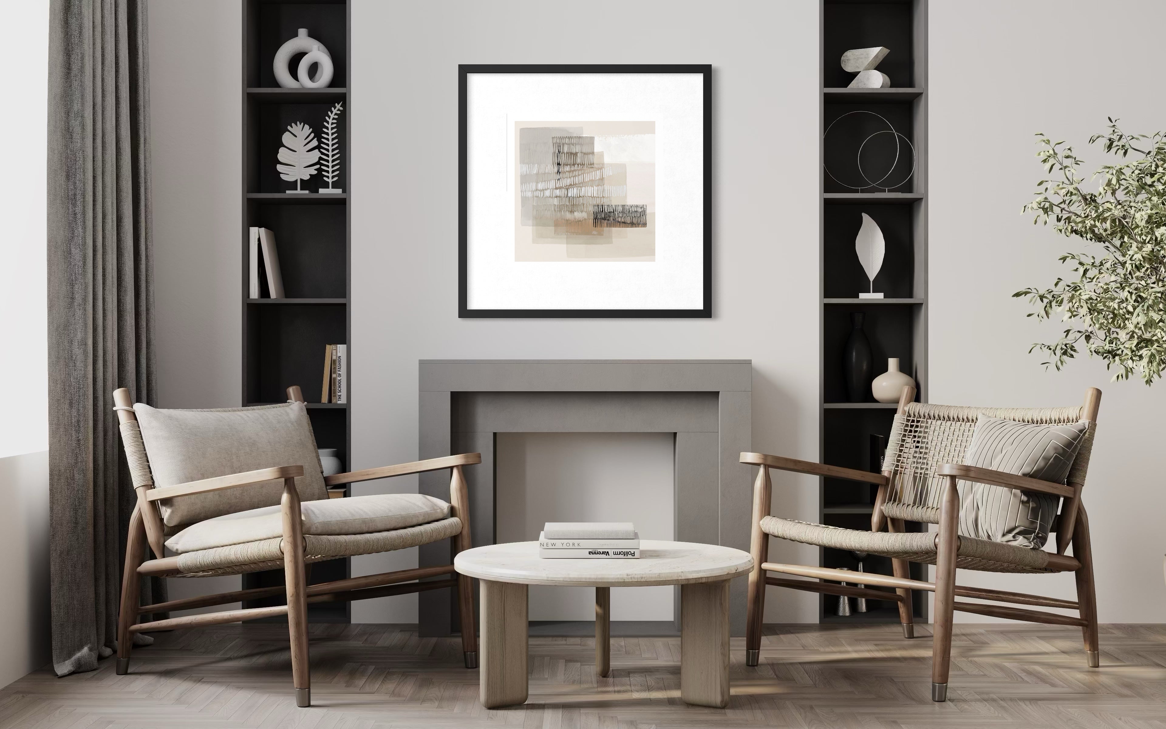 Layered Horizon – Abstract Decorative Art Print 75x75cm