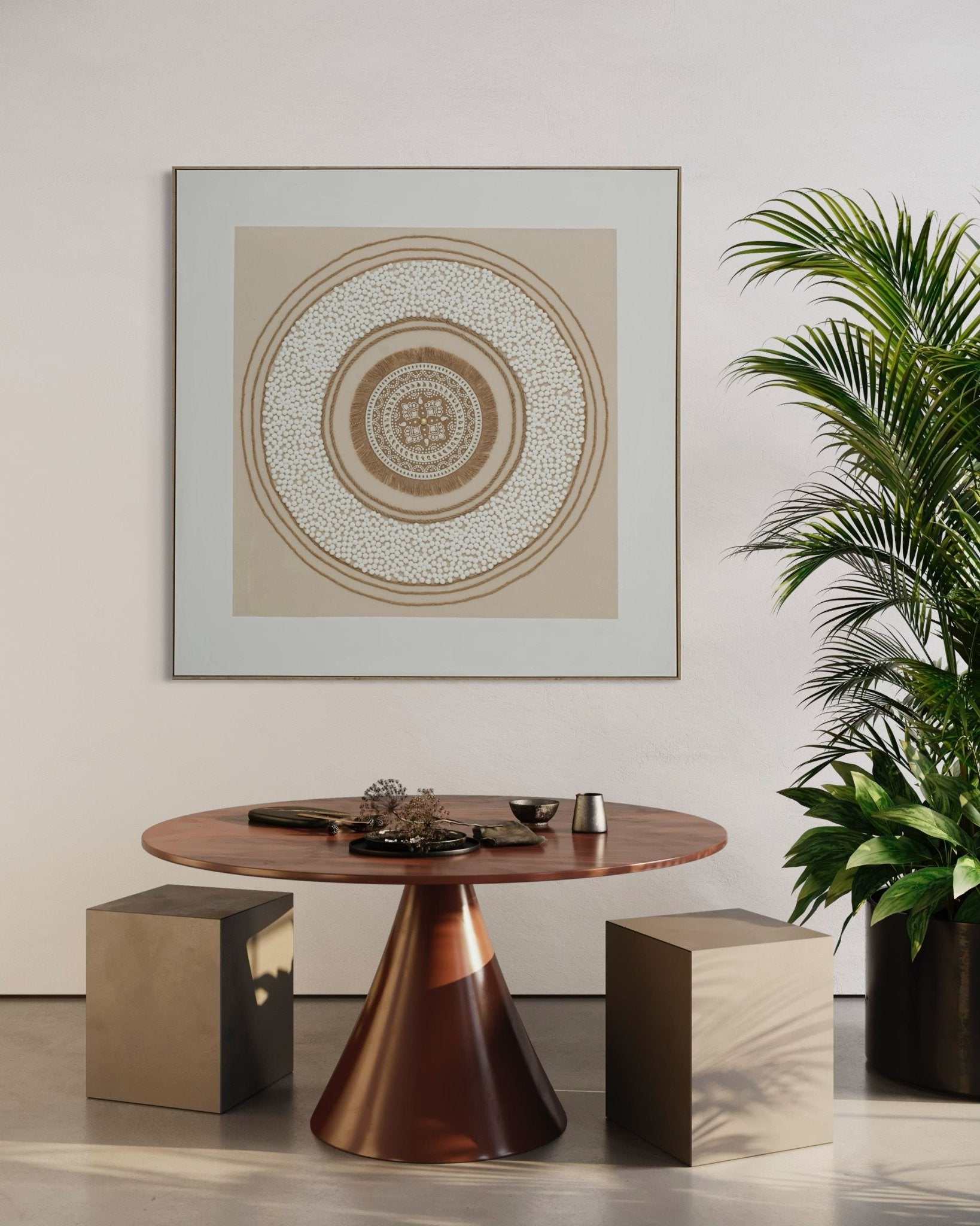 Earth Circle Mandala 132×132cm - | Bella Home Art