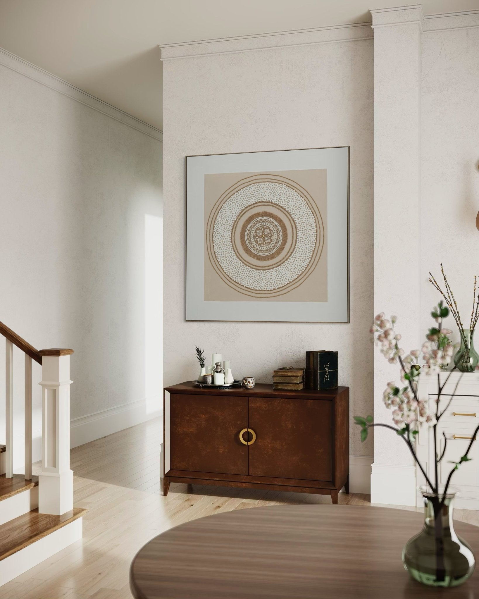 Earth Circle Mandala 132×132cm - | Bella Home Art