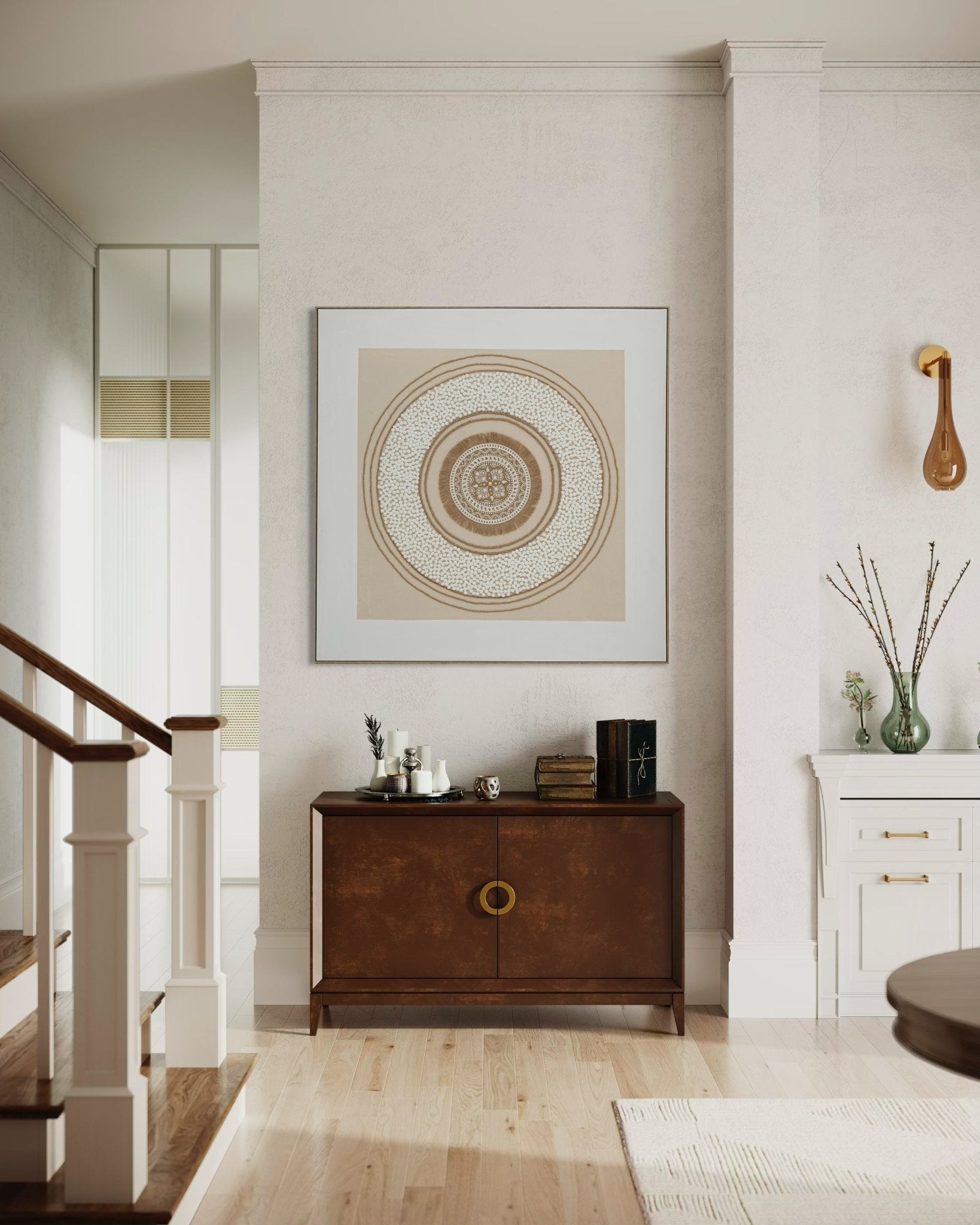Earth Circle Mandala 132×132cm - | Bella Home Art
