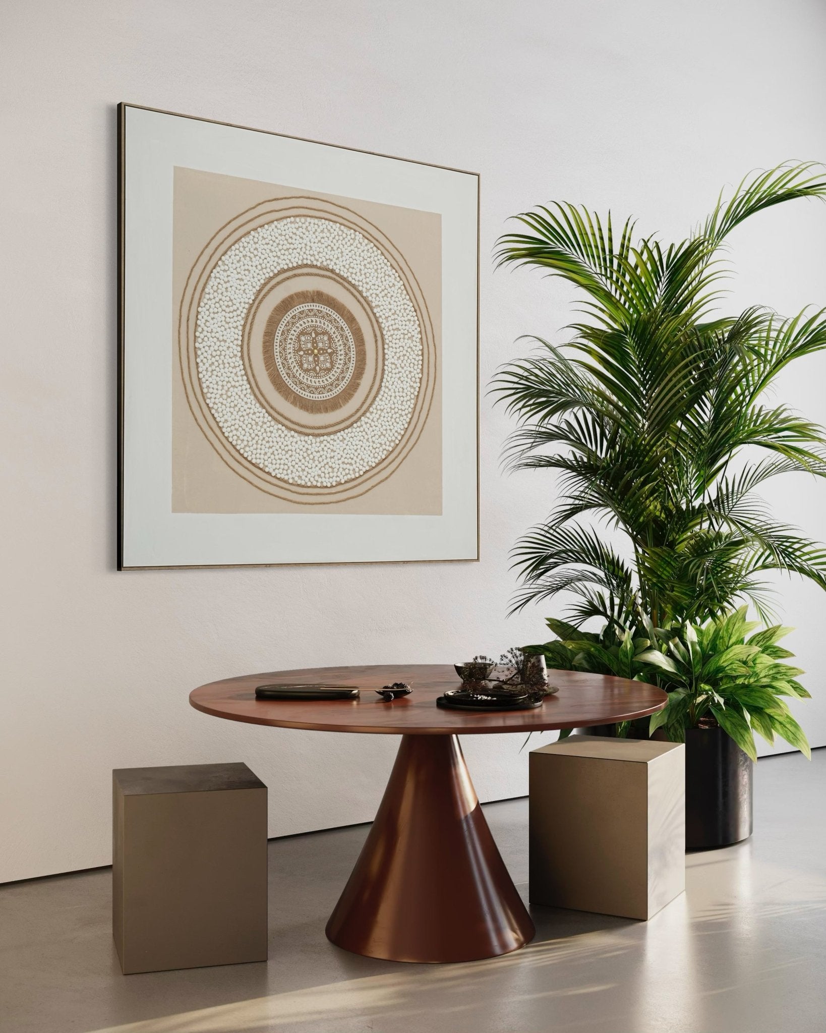 Earth Circle Mandala 132×132cm - | Bella Home Art