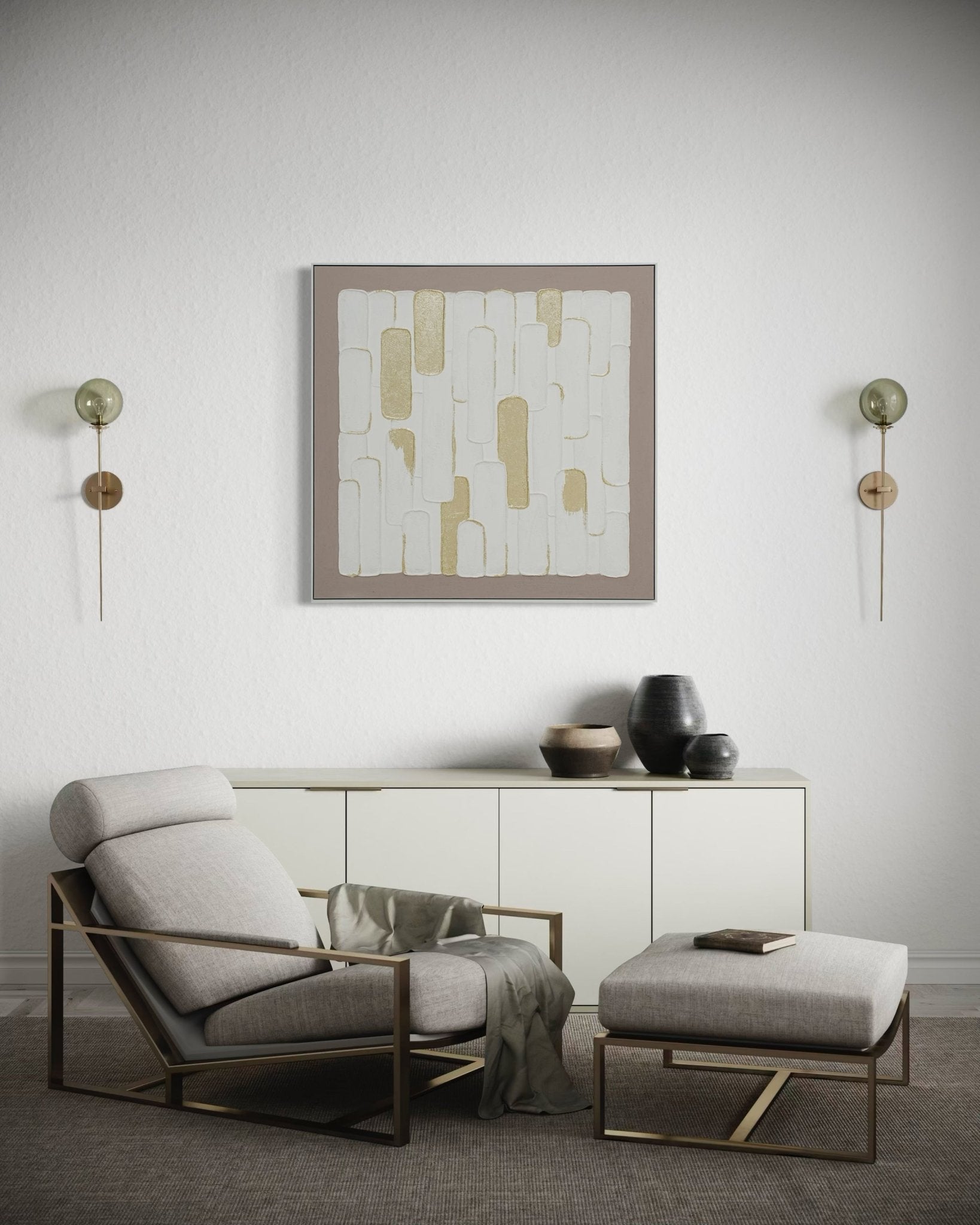 Golden Blocks Harmony 102×102cm - | Bella Home Art