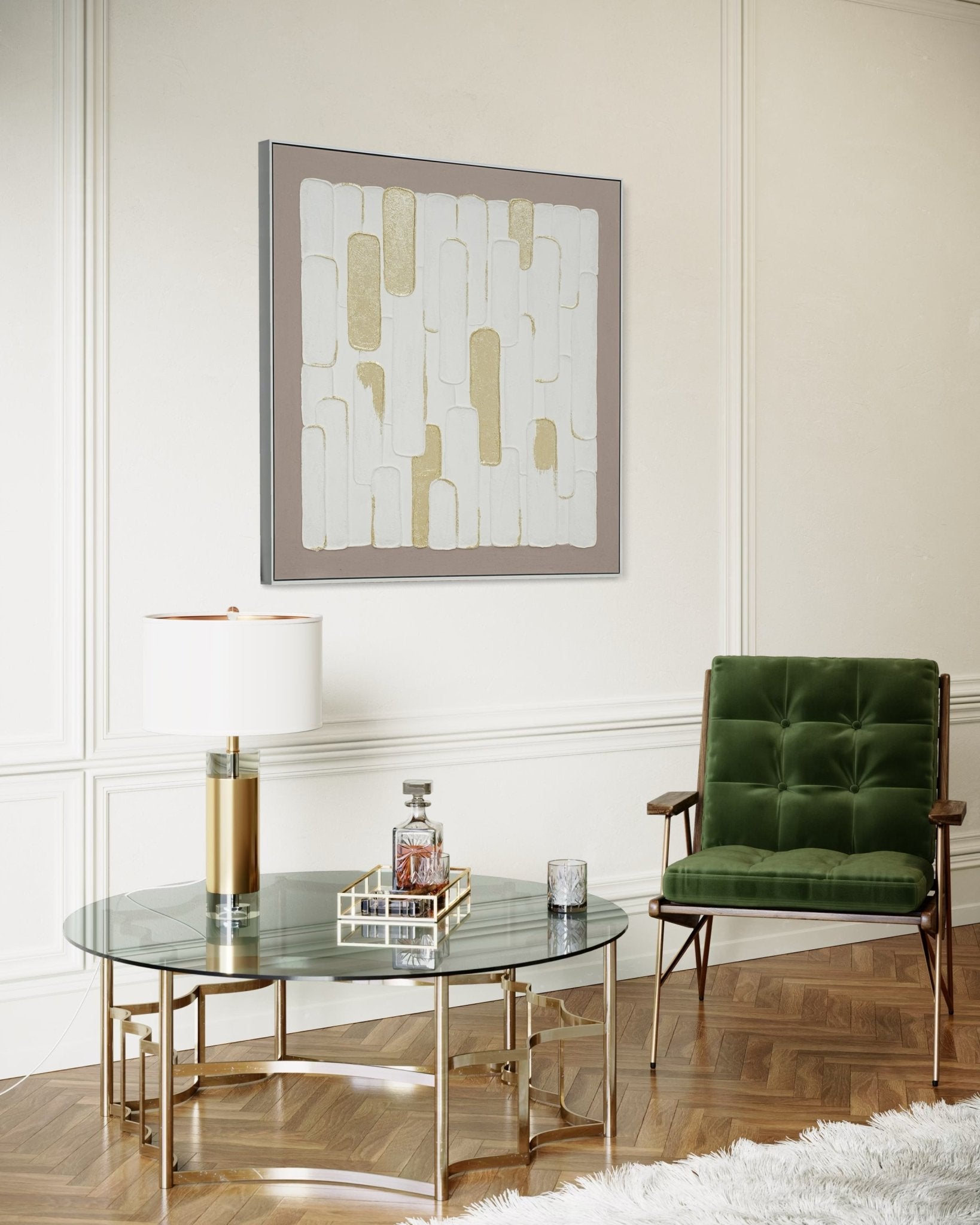 Golden Blocks Harmony 102×102cm - | Bella Home Art