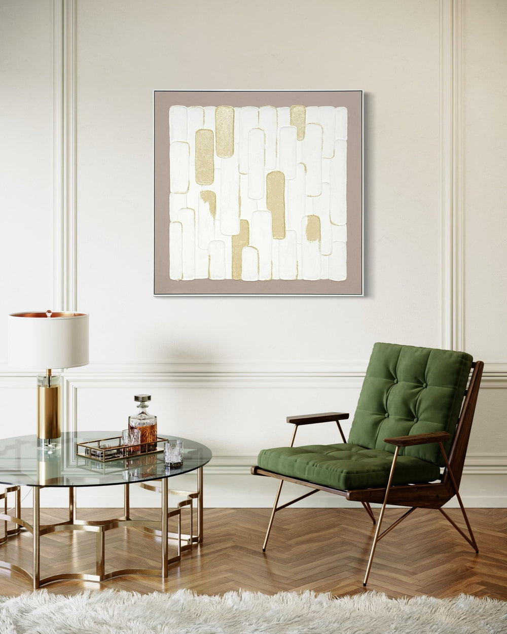 Golden Blocks Harmony 102×102cm - | Bella Home Art