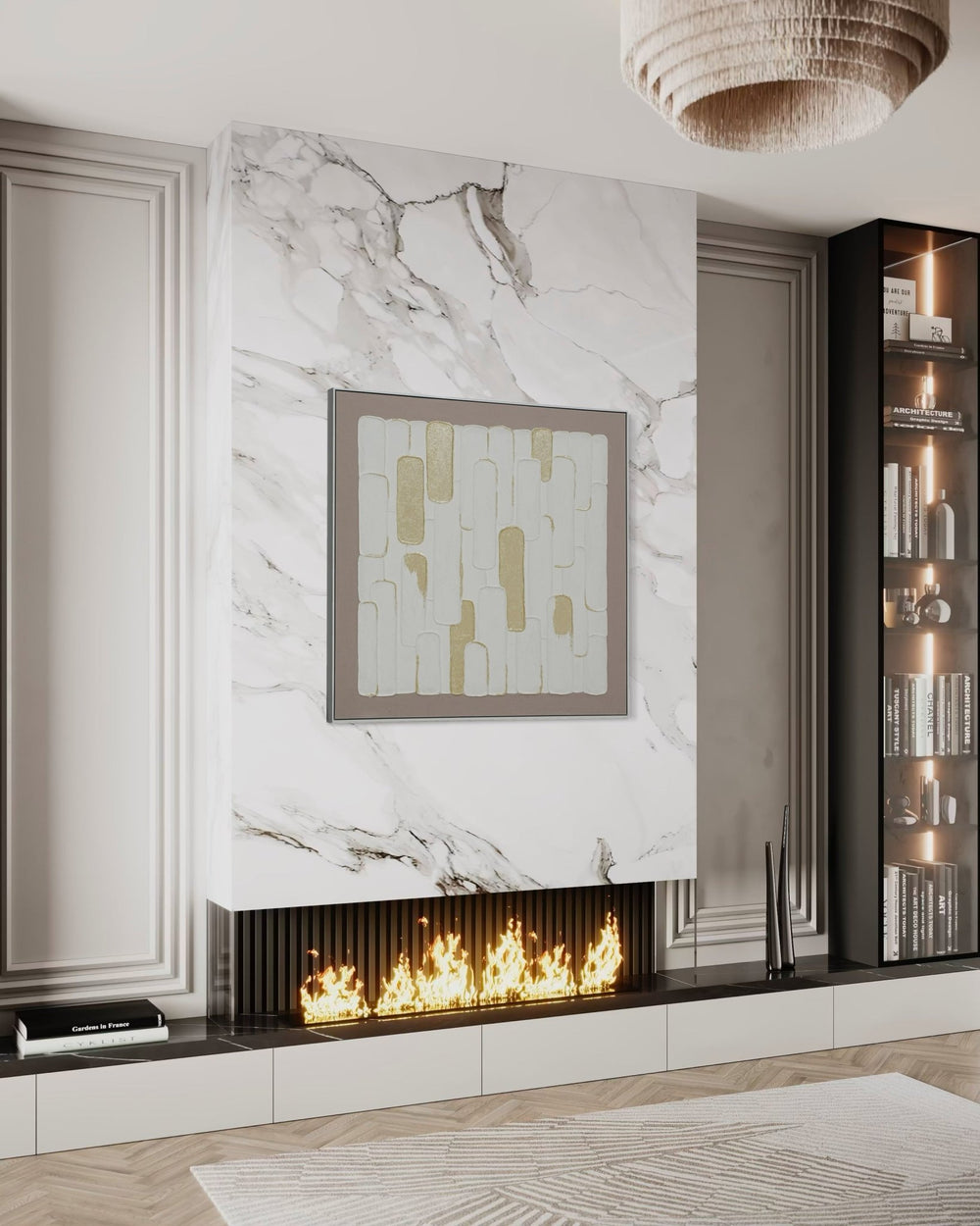 Golden Blocks Harmony 102×102cm - | Bella Home Art