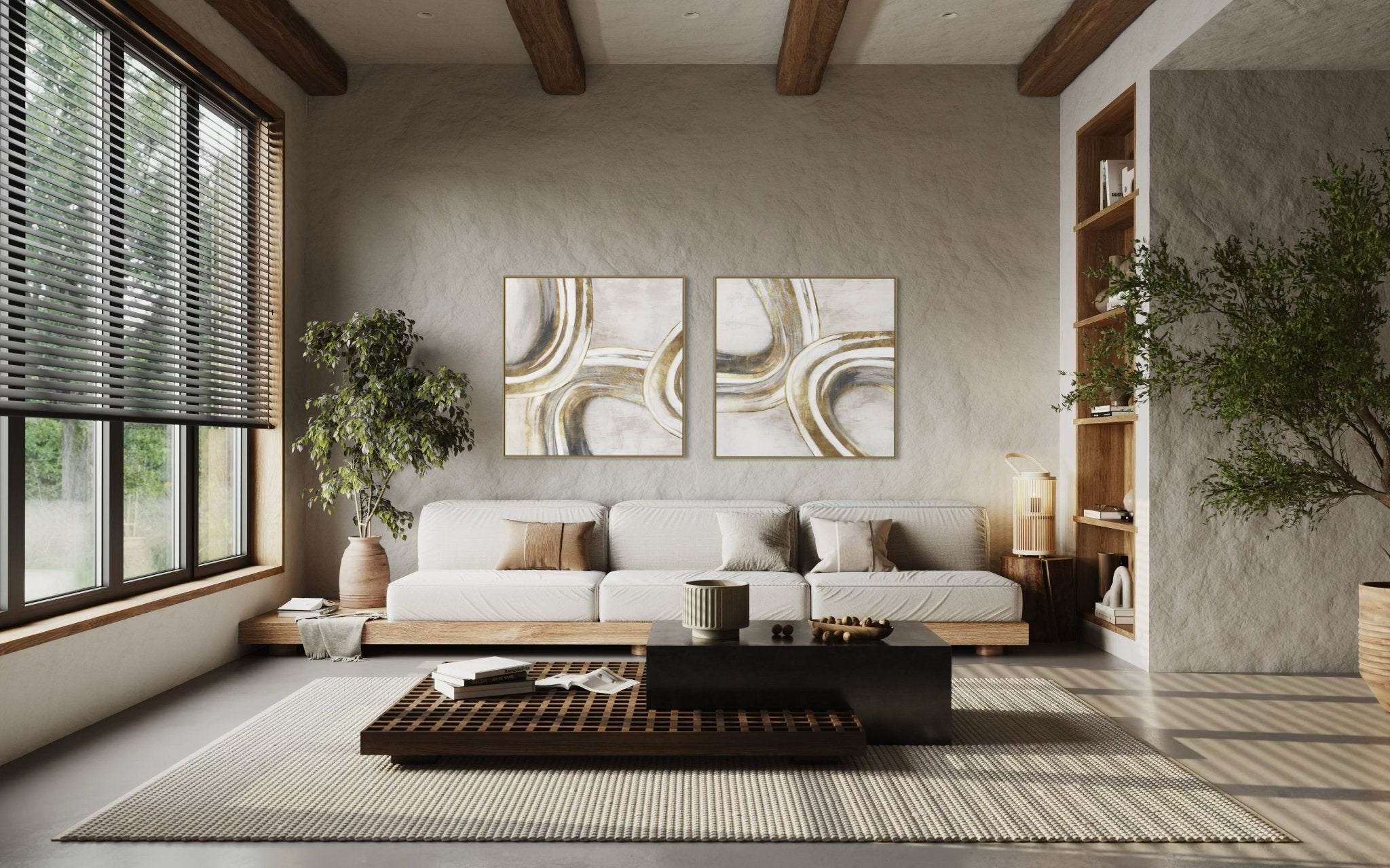 Golden Curves - 02 70×70cm - | Bella Home Art