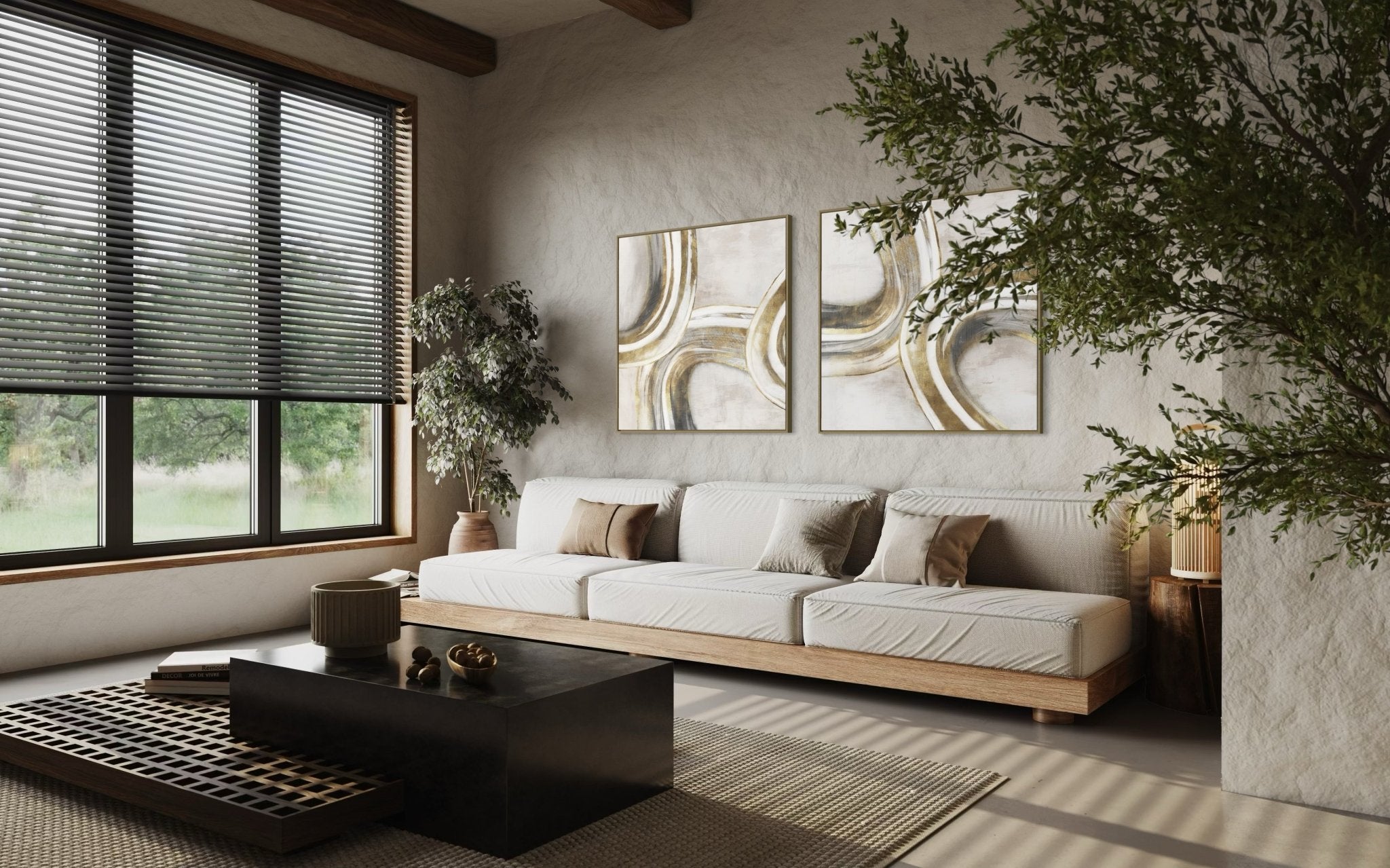 Golden Curves - 02 70×70cm - | Bella Home Art